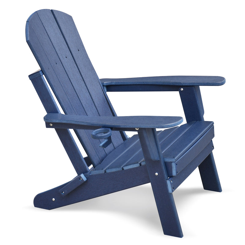 TIRAMISUBEST Folding Outdoor Adirondack Chair for Relaxing, HDPE All-weather Fire Pit Chair, Patio Lawn Chair for Outside Deck Garden Backyardf Balcony, Navy Blue