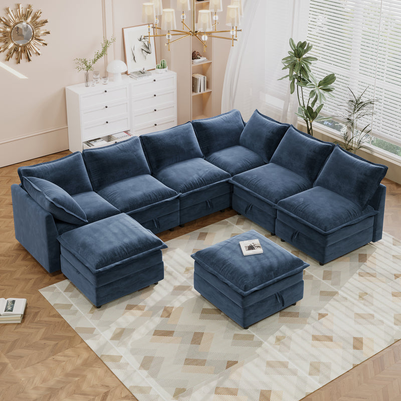 Mirod Versatile 8-Piece Modular Sofa Bed with Storage,Stylish Faux Double-Layer Cushions,Comfortable & Durable Design,Perfect for Any Living Space