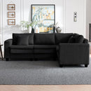 Modular Sectional Sofa, L-Shaped Corduroy Couch Set, 3-Seater Modular Sofa with Deep Seat and Cloud-Like Comfort, Perfect for Living Room, Apartment, Bedroom, Studio, Office, Black
