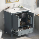 30' Bathroom Vanity with Sink Combo, Multi-functional Bathroom Cabinet with Doors and Drawer, Solid Frame and MDF Board, Blue