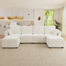 Modular Sectional Sofa Convertible U Shaped Sofa Couch Set with Storage for Living Room, Modern 4 Seater Modular Sectional Couch with 2 Movable Ottoman (Beige)