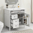 30'' Bathroom Vanity with Top Sink, Modern Bathroom Storage Cabinet with 2 Drawers and a Tip-out Drawer, Single Sink Bathroom Vanity