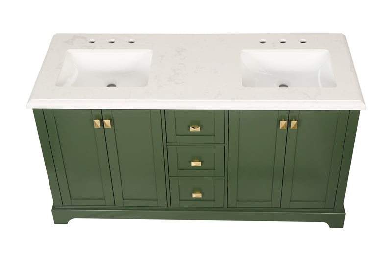 Vanity Sink Combo featuring a Marble Countertop, Bathroom Sink Cabinet, and Home Decor Bathroom Vanities - Fully Assembled Green 60-inch Vanity with Sink 23V02-60VG