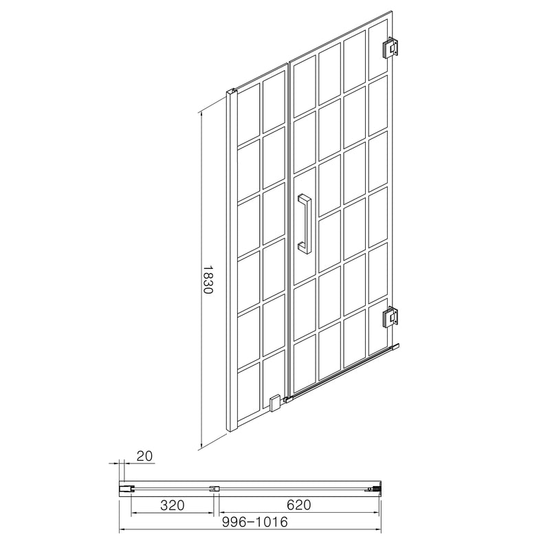 Shower Door 40" W x 72" H Single Panel Frameless Fixed Shower Door, Open Entry Design in Matte Black