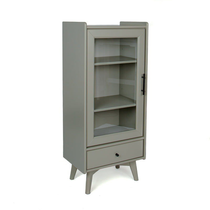 Modern Bathroom Storage Cabinet & Floor Standing cabinet with Glass Door with Double Adjustable Shelves and One Drawer, Extra Storage Space on Top, Gray(19.75"×13.75"×46")