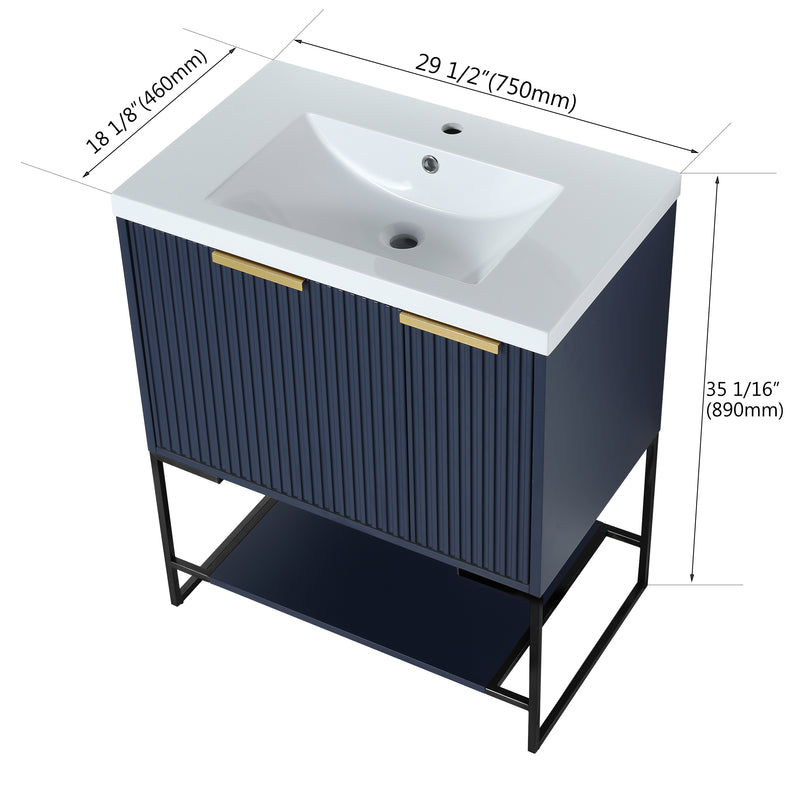 30 Inch Freestanding Bathroom Vanity With Resin Basin,30x18(With Black Feet)