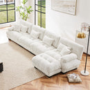 Free Combination, Modular Sectional Sofa,L Shaped Couch for Living Room, 4-Seater Comfy Cloud Couch with Convertible Ottoman, , Chenille White