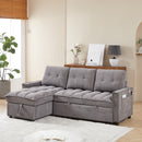 MH 78.75' Reclining Sofa, Pull-Out Sofa Bed with USB and tape-c charging ports, L-Shaped Sectional Sofa with Reclining Storage and Arm Side Organizer Pocket Features, Living Room Comfort Sofa