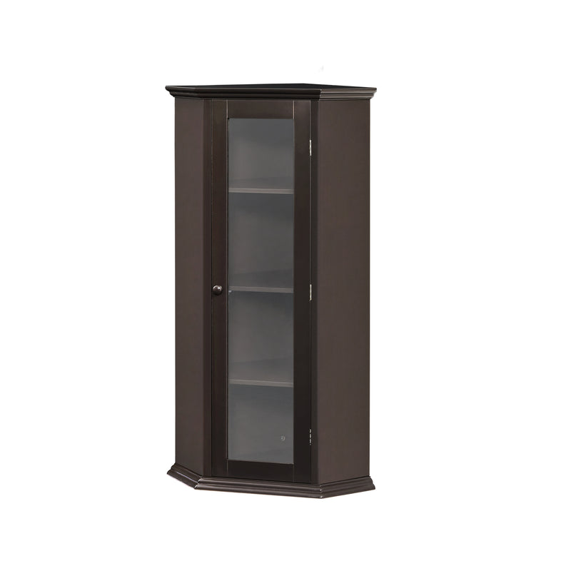 Freestanding Bathroom Cabinet with Glass Door, Corner Storage Cabinet for Bathroom, Living Room and Kitchen, MDF Board with Painted Finish, Brown