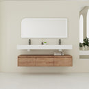 60 inch Wall-Mounted Bathroom  Vanity with Double Resin Sink,Soft Close Drawer,Float Mounting Design