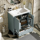 30' Bathroom Vanity with Sink Combo, Multi-functional Bathroom Cabinet with Doors and Drawer, Solid Frame and MDF Board, Green (Old Sku:SY999606AAC)