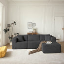 H613 Sectional Sofa and Module, Mid-Century Modern L Shaped Couches 3-Seat Sofa for Living Room Grey Right