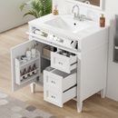 30'' Bathroom Vanity with Top Sink, Modern Bathroom Storage Cabinet with 2 Drawers and a Tip-out Drawer, Single Sink Bathroom Vanity
