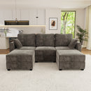 Modular Sectional Sofa Convertible U Shaped Sofa Couch Set with Storage for Living Room, Modern 3 Seater Modular Sectional Couch with 2 Movable Ottoman (Grey)