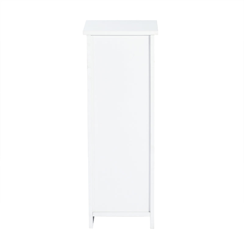 Floor Cabinet, Wooden Side Storage Organizer, 4 Drawers Free-Standing Cabinet for Bathroom/Hallway/Living Room, White