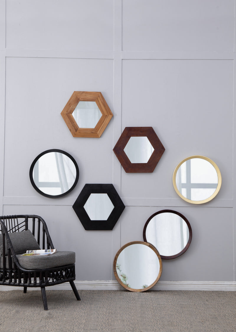 D20x1.5"Transitional Decor Style Mango Wood Wall Mirror Wall Decor with Frame of Solid Mango Wood for Bathroom,Entryway Console Lean Against Wall