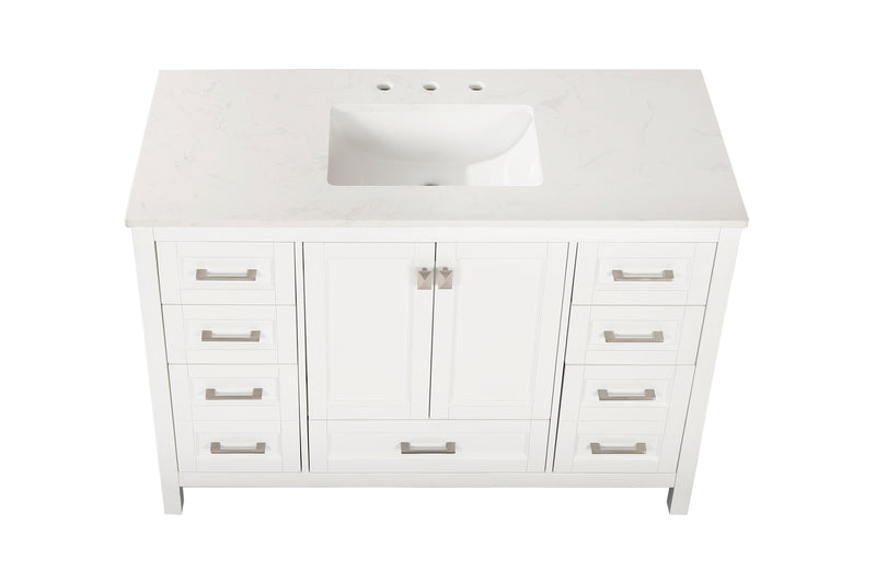 Vanity Sink Combo featuring a Marble Countertop, Bathroom Sink Cabinet, and Home Decor Bathroom Vanities - Fully Assembled White 48-inch Vanity with Sink 23V03-48WH