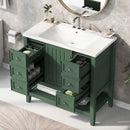 36' Bathroom Vanity with Sink Combo, One Cabinet and Three Drawers, Solid Wood and MDF Board, Green (Old Sku:SY999505AAG)