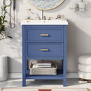 24'' Bathroom Vanity with Top Sink, Modern Bathroom Storage Cabinet with 2 Drawers, Single Sink Bathroom Vanity