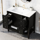 36' Bathroom Vanity with Sink Combo, One Cabinet and Three Drawers, Solid Wood and MDF Board, Black (Old Sku:SY999505AAB)