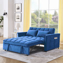 Sleeper Sofa, Convertible Sofa, Recliner, Bed, 3-in-1, 3-Position Adjustable Backrest, 2-Seater Sectional, Two Side Pockets, 2 Pillows for Living Room, Apartment, etc., Velvet Blue 54' Wide.