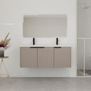 48' Wall Mounted Bathroom Vanity with Resin Double Sink & 3 Soft-Close Doors, KD-Packing