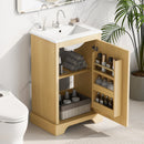 20' Bathroom Vanity with Sink, Bathroom Cabinet with Soft Closing Door, Storage Rack and Adjustable Shelve, Natural Wood