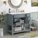 36'' Bathroom Vanity with Top Sink, Modern Bathroom Storage Cabinet with 2 Soft Closing Doors and 6 Drawers, Single Sink Bathroom Vanity