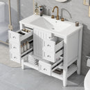 36' Bathroom Vanity with Sink Combo, One Cabinet and Three Drawers, Solid Wood and MDF Board, White (Old Sku:SY999505AAK)