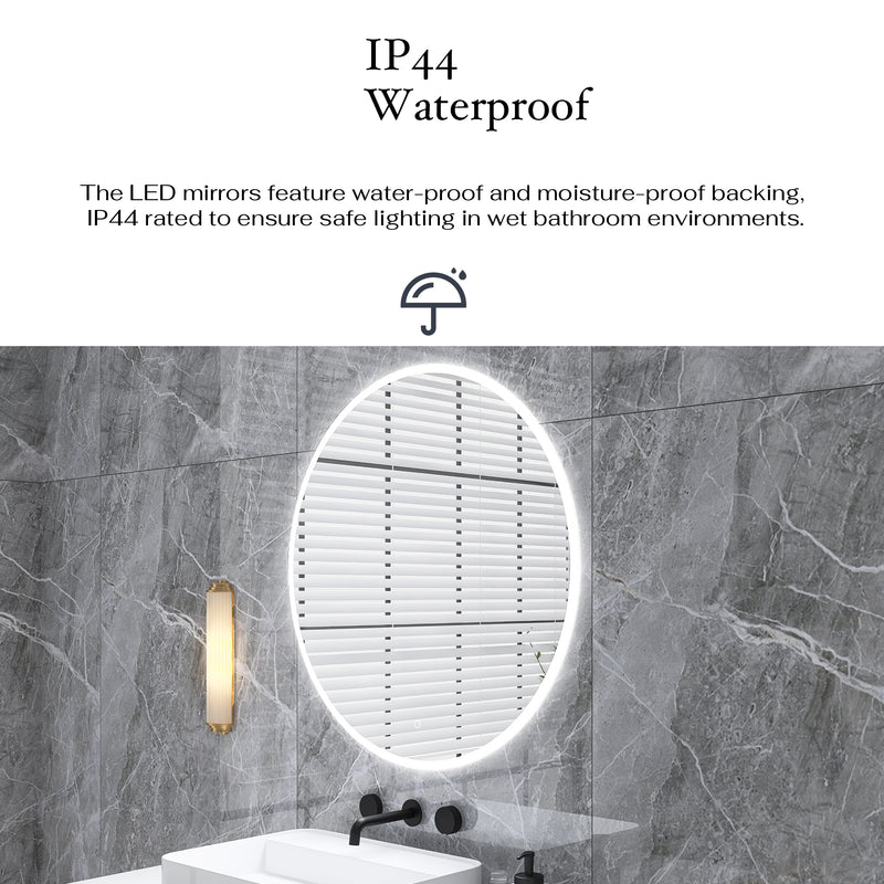 32 in. Round Wall-Mounted Dimmable LED Bathroom Vanity Mirror with Defogger and Bluetooth Music Speaker