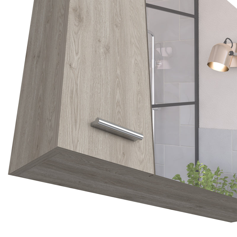 Medicine Cabinet Prague, Four Internal Shelves, Single Door, Light Gray Finish