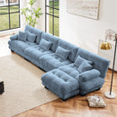 Free Combination, Modular Sectional Sofa,L Shaped Couch for Living Room, 4-Seater Comfy Cloud Couch with Convertible Ottoman,Chenille Blue