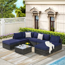 8 Pieces Outdoor Patio Sectional Sofa Couch,Wicker Furniture Conversation Sets with Washable Cushions & Glass Coffee Table for Garden, Poolside, Backyard