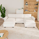 3 Seat Sectional Sofa, Couch with 2 Movable Ottoman, Chenille Modular Sofa with Removable Pillows and Layer Cushions, Suitable for Living Rooms, Bedroom, Offices, and Apartments, Beige