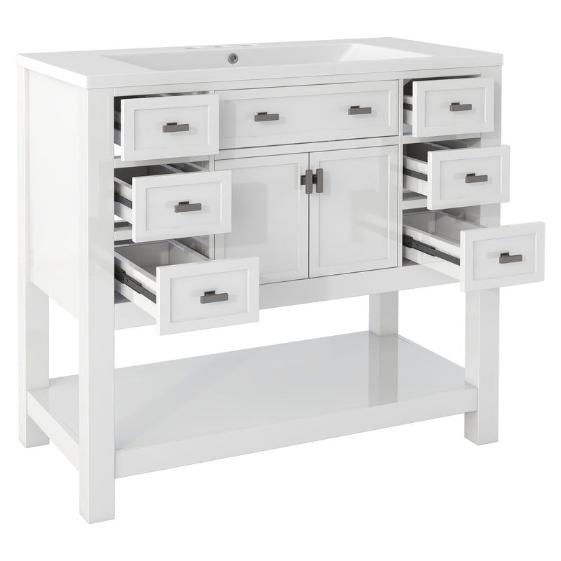 36'' Bathroom Vanity with Top Sink, Modern Bathroom Storage Cabinet with 2 Soft Closing Doors and 6 Drawers, Single Sink Bathroom Vanity