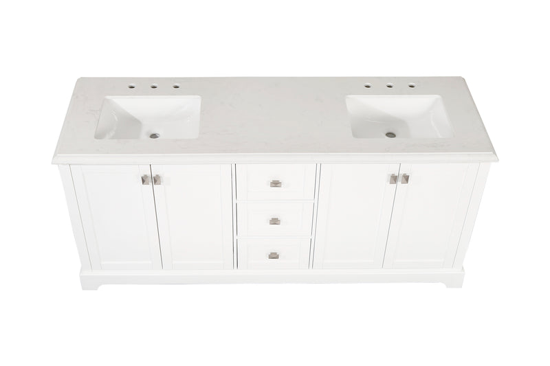 Vanity Sink Combo featuring a Marble Countertop, Bathroom Sink Cabinet, and Home Decor Bathroom Vanities - Fully Assembled White 72-inch Vanity with Sink 23V02-72WH