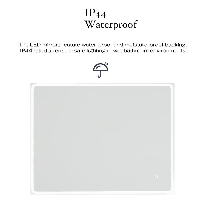 32 x 24 in.  Large Rectangular Frameless Wall-Mount Anti-Fog LED Light Bathroom Vanity Mirror