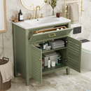 30' Bathroom Vanity with Ceramic Sink Combination, Ample Storage - Features 1 Pullout and Multifunctional Shelf Dividers