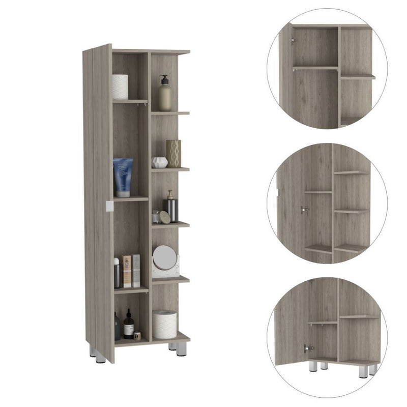 Portland 5-Shelf Linen Cabinet Light Grey