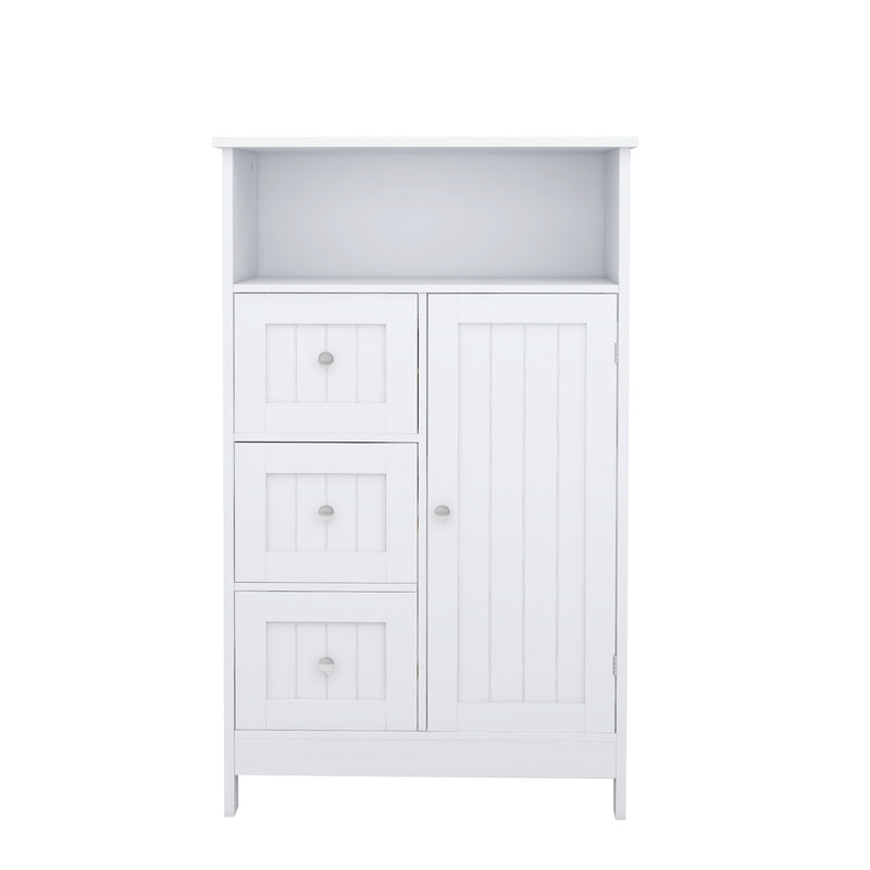 Bathroom standing storage cabinet with 3 drawers and 1 door-White