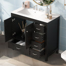 36' Black Bathroom Vanity with Ceramic Sink Combo, Abundant Storage Cabinet -2 Soft close doors and 5 drawers