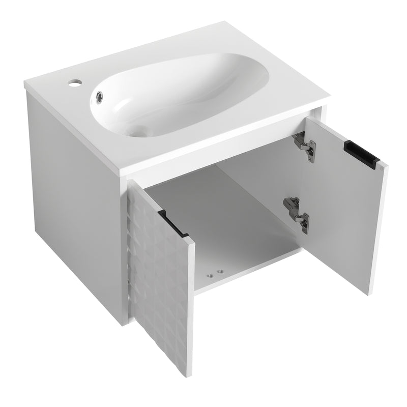 24 Inch Wall Mounted  Bathroom Vanity With SInk, Soft Close Doors, For Small Bathroom (KD-PACKING)