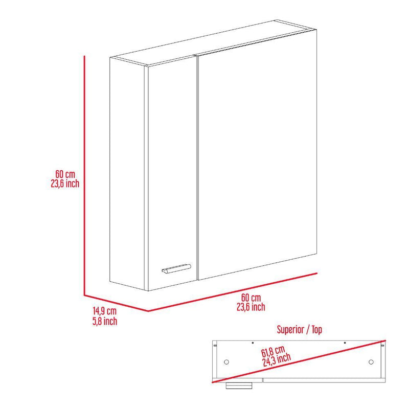 Medicine Cabinet Prague, Four Internal Shelves, Single Door, Light Gray Finish