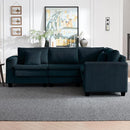 Modular Sectional Sofa, L-Shaped Corduroy Couch Set, 3-Seater Modular Sofa with Deep Seat and Cloud-Like Comfort, Perfect for Living Room, Apartment, Bedroom, Studio, Office, Blue