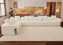 152.7' Oversized Modular Sectional Sofa, Modern Large Sectional Couches for Living Room, L-Shaped 8 Deep Seat Corner Sofa Comfy Cloud Couch with Pillows, Chenille, White, Left-Facing