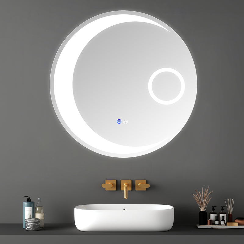 30 Inch Switch-Held Memory LED Mirror, Wall-Mounted Vanity Mirrors, Bathroom Anti-Fog Mirror, Dimmable Bathroom Mirror