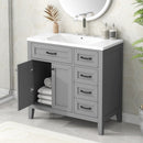 36' Bathroom Vanity with Sink Combo, Bathroom Cabinet with Drawers, Solid Frame and MDF Board, Grey (Old Sku:JL000007AAE)