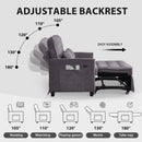 Convertible Sofa Bed, 3 in 1 Pull Out Couch, Loveseat Sleeper with Side Pocket, Living Room Sofa with Adjustable Backrest | USB Charging Port | Two Pillows | Towel Fabric | Dark Gray