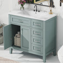 36' Bathroom Vanity with Sink Combo, Green Bathroom Cabinet with Drawers, Solid Frame and MDF Board (Old Sku:JL000007AAG)