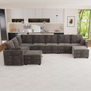 Modular Sectional Sofa Convertible Sofa Couch Set with Storage for Living Room, Modern 7 Seater Modular Sectional Couch with 2 Movable Ottoman (Grey)